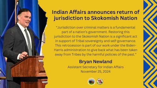 Indian Affairs announces return of jurisdiction to Skokomish Nation